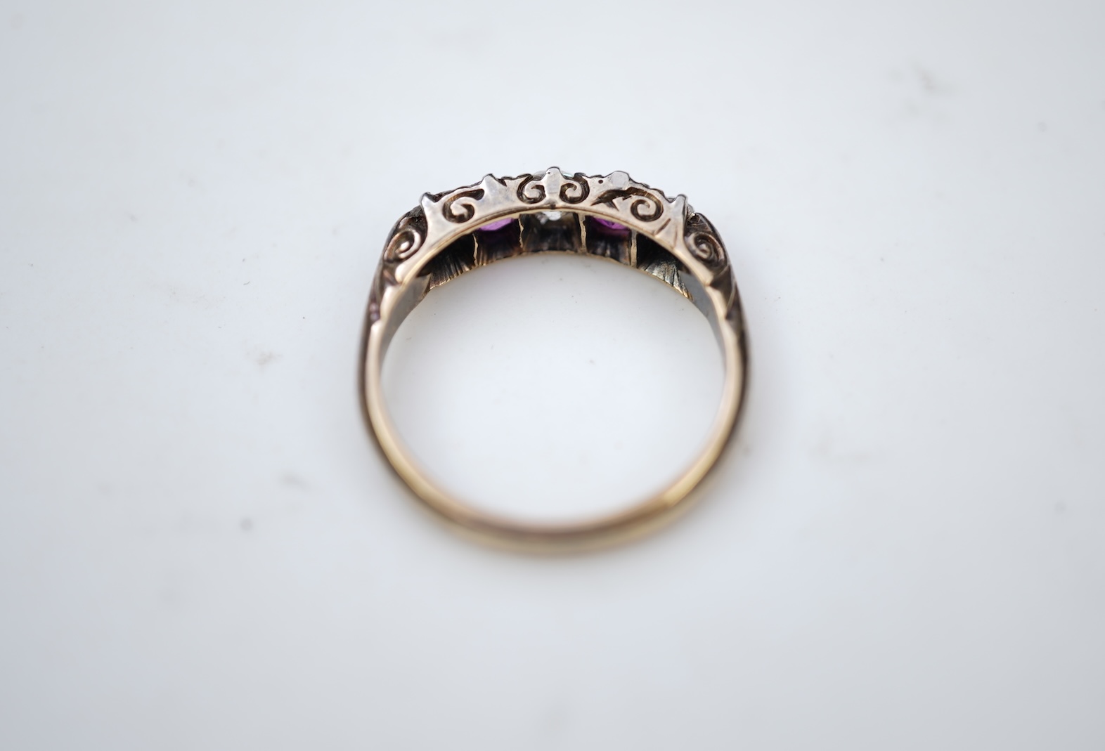 A pink sapphire and diamond ring, early 20th century